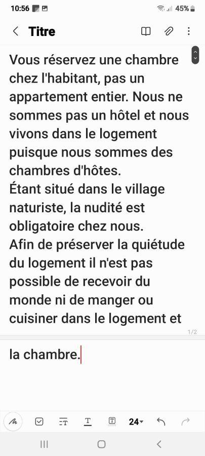 Chambres D'Hotes Naturiste, Village Naturiste Cap D'Agde, Draps, Serviette, Cafe, Menage Inclus En Fin De Sejour Экстерьер фото